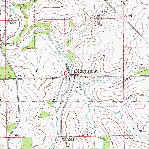 Topographic Map of Nordness Post Office (historical), IA