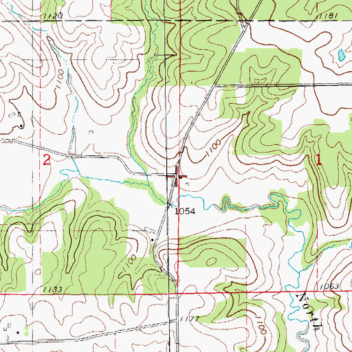 Topographic Map of Moneek Post Office (historical), IA
