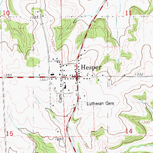 Topographic Map of Hesper Post Office (historical), IA
