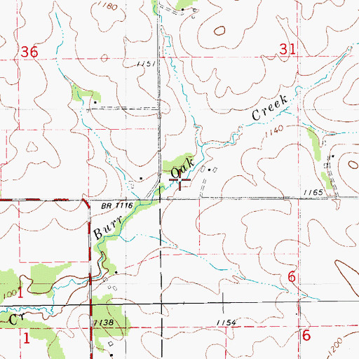 Topographic Map of Burr Oak Springs Post Office (historical), IA