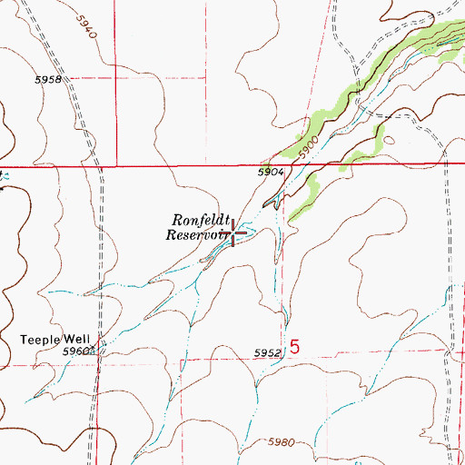 Topographic Map of Ronfeldt Reservoir, CO