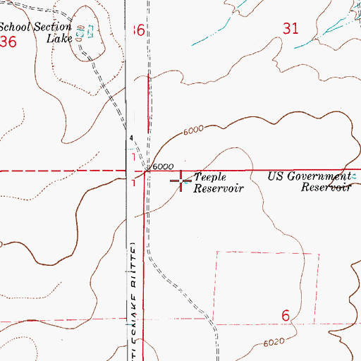 Topographic Map of Teeple Reservoir, CO