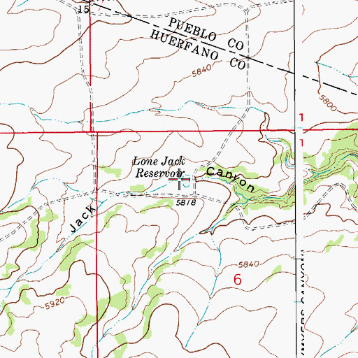 Topographic Map of Lone Jack Reservoir, CO