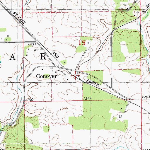 Topographic Map of Conover (historical), IA