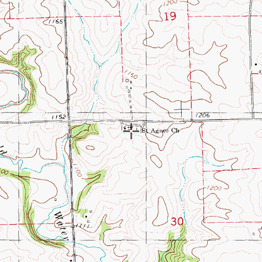 Topographic Map of Saint Agnes Cemetery, IA