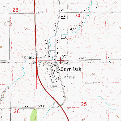 Topographic Map of Burr Oak Lutheran Church, IA
