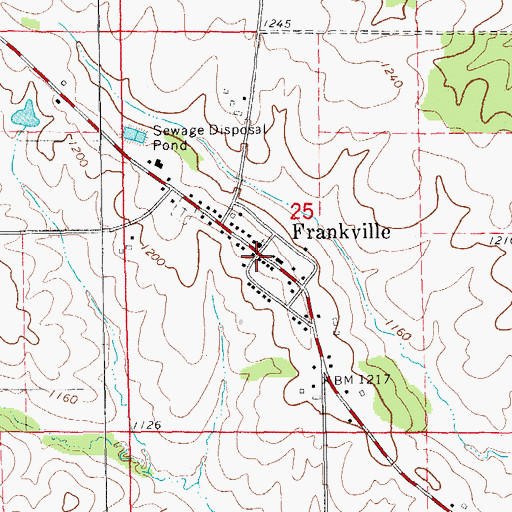 Topographic Map of Frankville Post Office (historical), IA