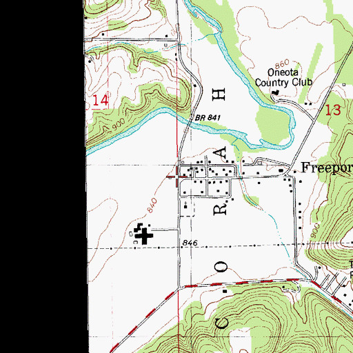 Topographic Map of Freeport Post Office (historical), IA