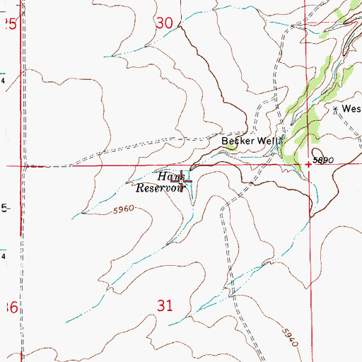 Topographic Map of Hans Reservoir, CO
