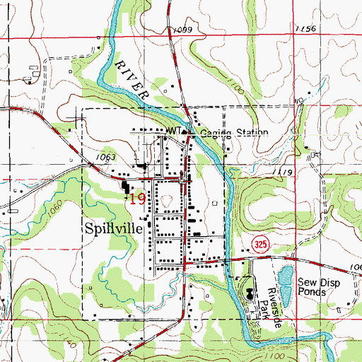 Topographic Map of Spillville Public Library, IA