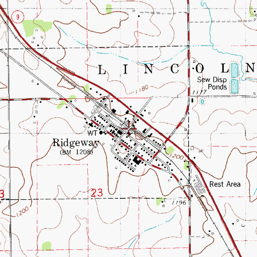 Topographic Map of Ridgeway (historical), IA