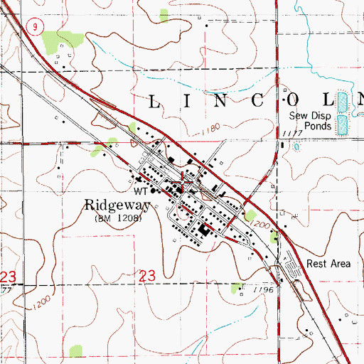 Topographic Map of Ridgeway Fire Department, IA