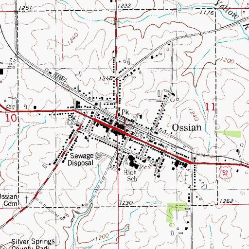 Topographic Map of Ossian, IA