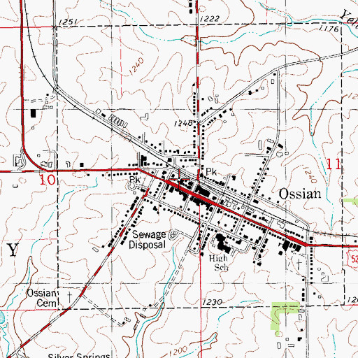 Topographic Map of Ossian Police Department, IA