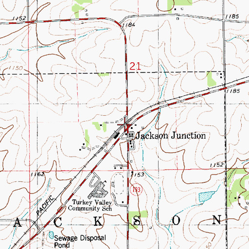 Topographic Map of Jackson Junction Post Office, IA