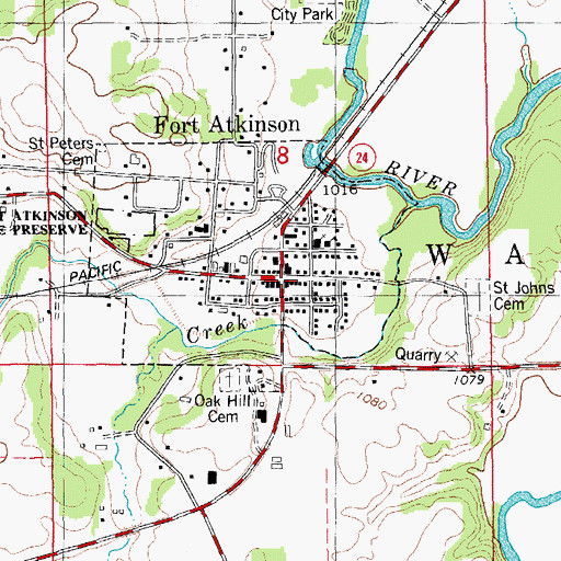 Topographic Map of Fort Atkinson Fire Department, IA