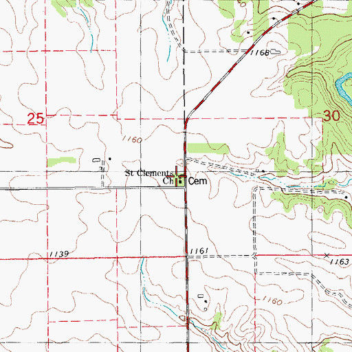 Topographic Map of Saint Clement Cemetery, IA