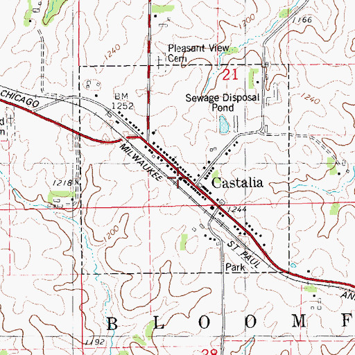 Topographic Map of Castalia Fire Department, IA