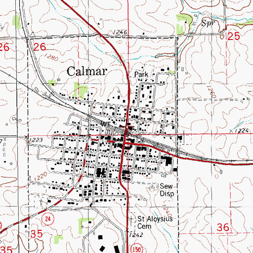 Topographic Map of Calmar Depot, IA