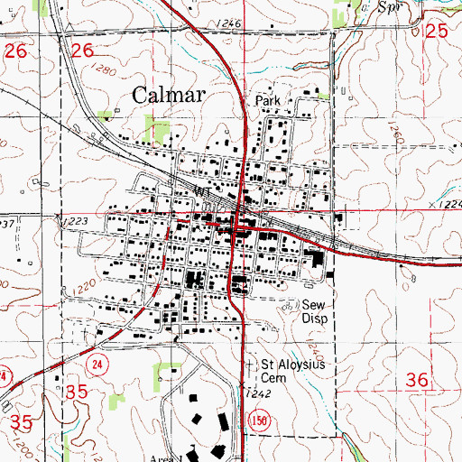 Topographic Map of Calmar Post Office, IA