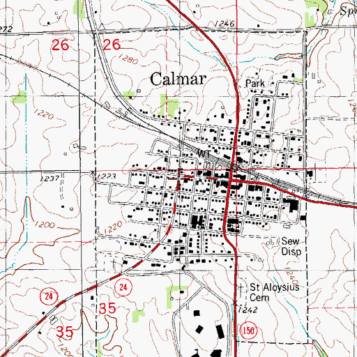 Topographic Map of Calmar Fire Department, IA