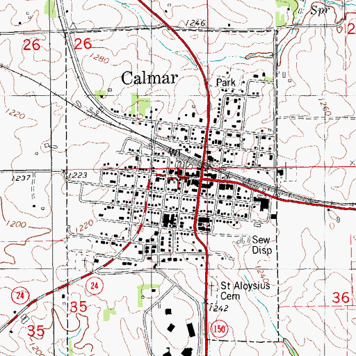 Topographic Map of Calmar Library, IA