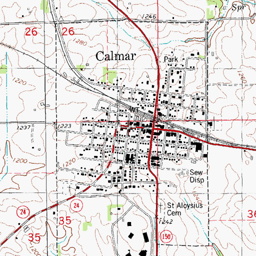 Topographic Map of Calmar Community United Methodist Church, IA