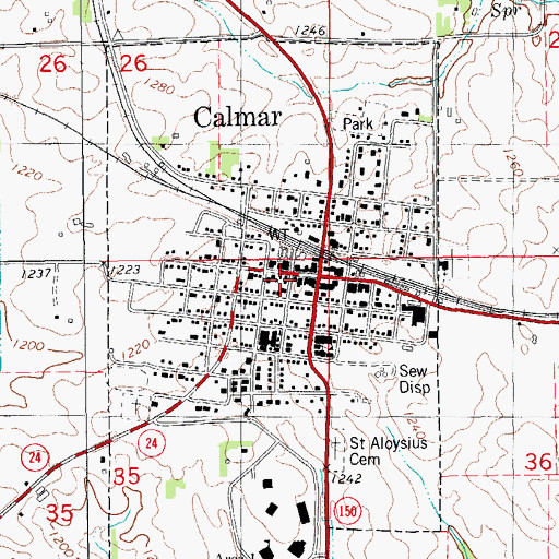 Topographic Map of Calmar Police Department, IA