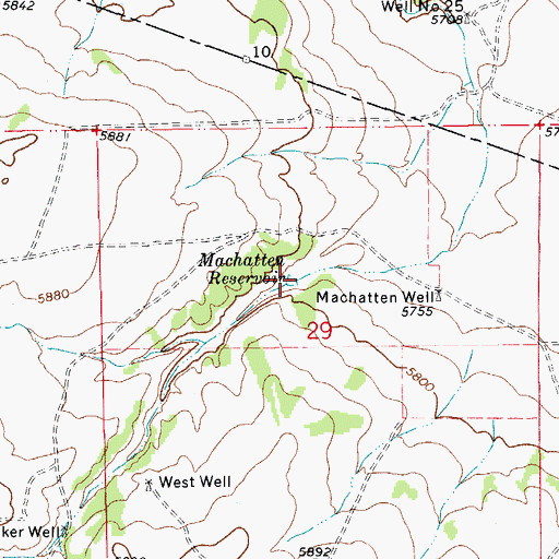 Topographic Map of Machatten Reservoir, CO