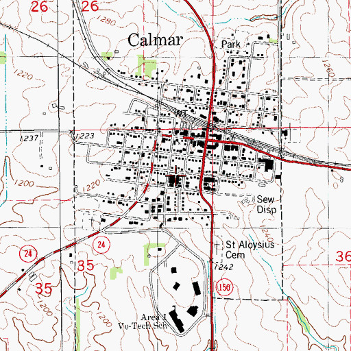Topographic Map of South Winneshiek High School, IA