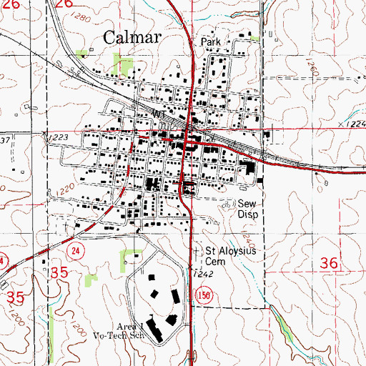 Topographic Map of Calmar Festina Spillville Catholic School, IA