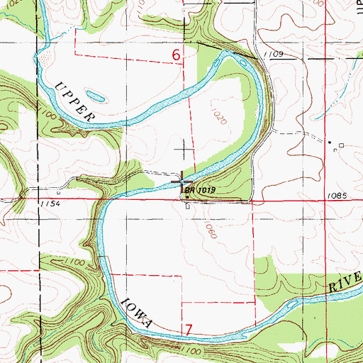 Topographic Map of Gilliece Bridge, IA