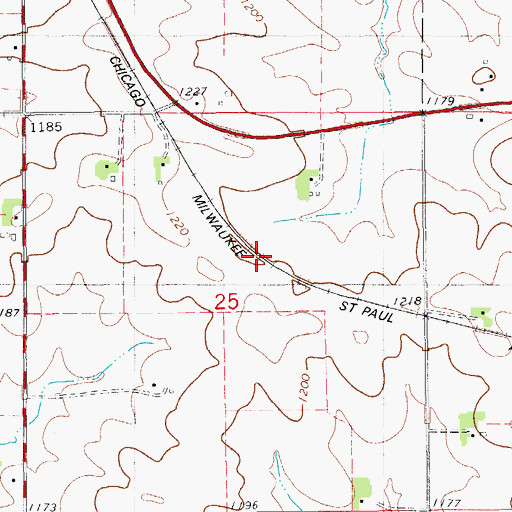 Topographic Map of Prairie Farmer Recreational Trail, IA