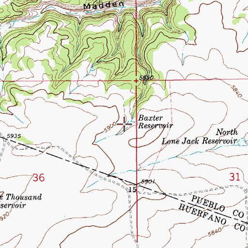 Topographic Map of Baxter Reservoir, CO
