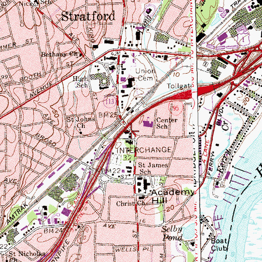 Topographic Map of Academy Hill Square Shopping Center, CT
