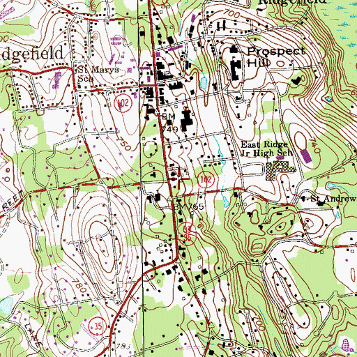 Topographic Map of Aldrich Contemporary Art Museum, CT
