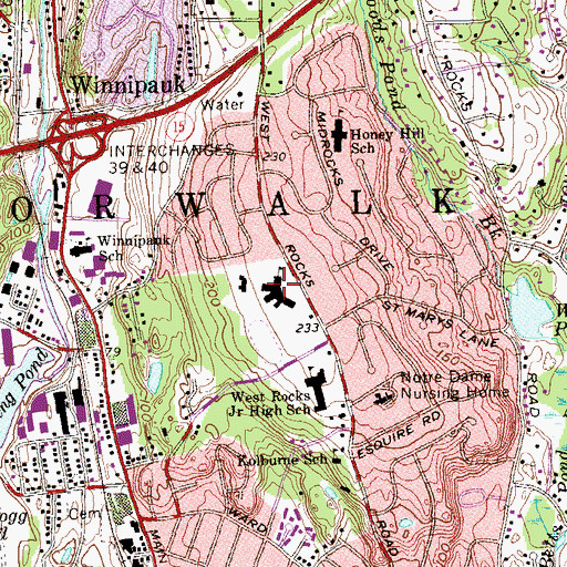 Topographic Map of All Saints School, CT