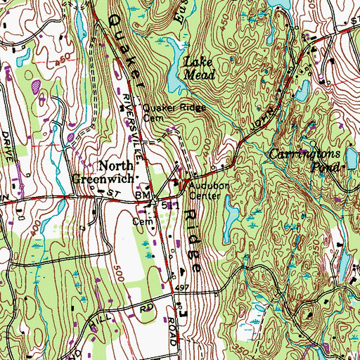Topographic Map of Audubon Center of Greenwich, CT