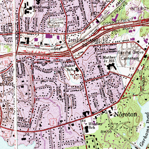 Topographic Map of Baker Park, CT