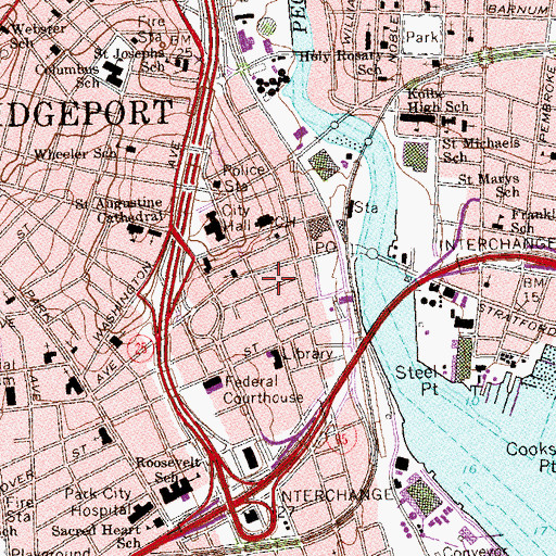 Topographic Map of Baldwin Plaza Shopping Center, CT