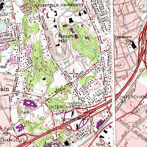 Topographic Map of Barlow Field, CT