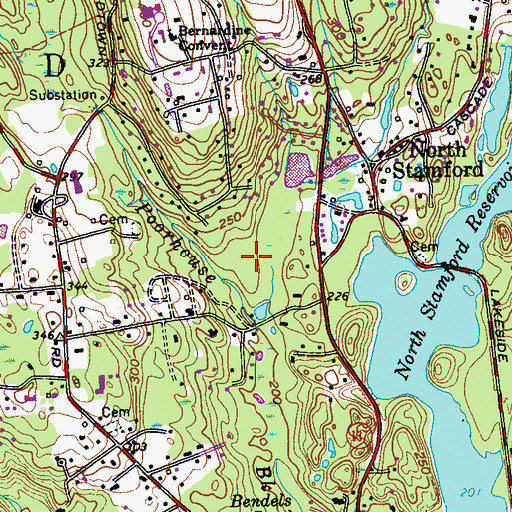 Topographic Map of Bartlett Arboretum Library, CT