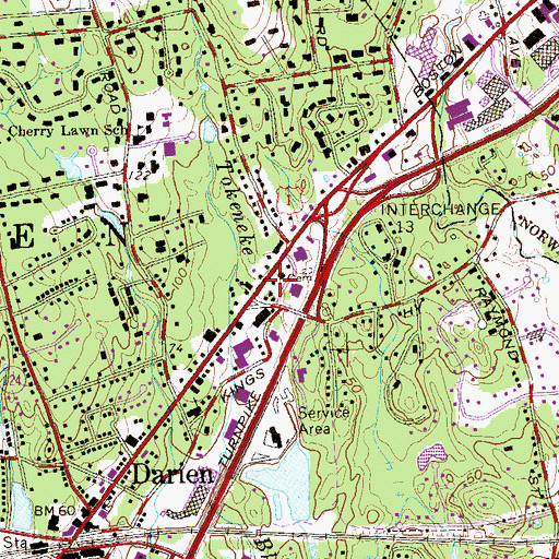 Topographic Map of Bates Scofield House, CT