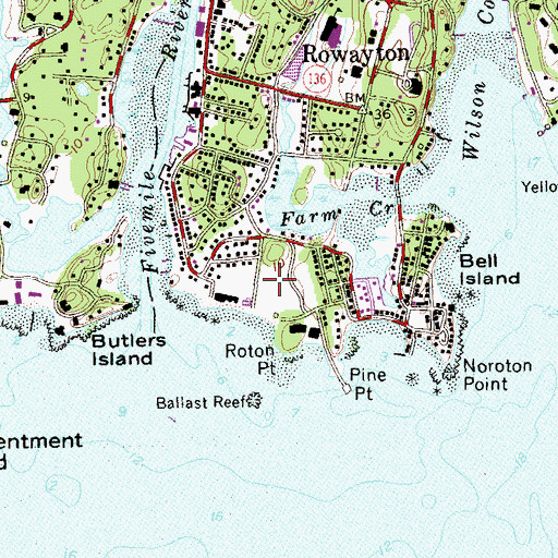 Topographic Map of Bayley Beach Park, CT