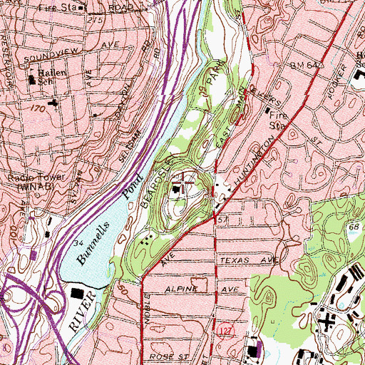 Topographic Map of Beardsley Zoological Gardens, CT