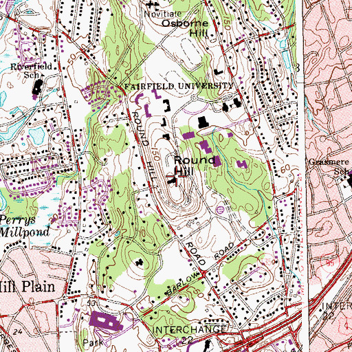 Topographic Map of Bellarmine Hall, CT
