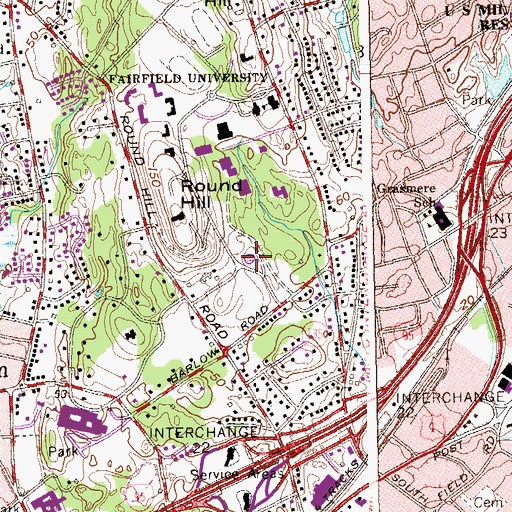 Topographic Map of Bellarmine Pond, CT