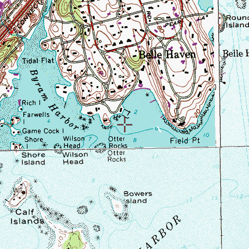 Topographic Map of Belle Haven Club, CT