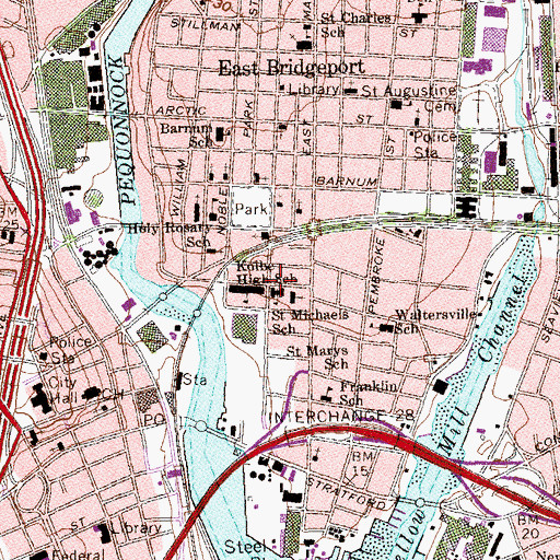 Topographic Map of Benjamin Franklin Education Center, CT
