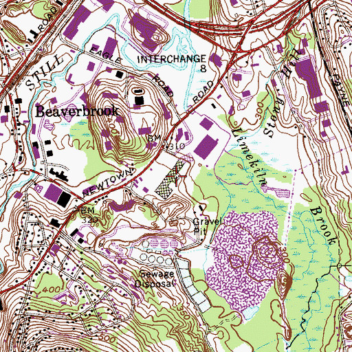 Topographic Map of Berkshire Shopping Center, CT
